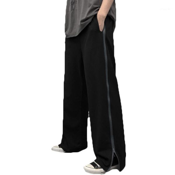 

casual plus size spring autumn pants new 2020 women's loose high waist straight wide leg pants women summer black m8651, Black;white