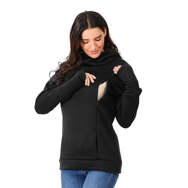 

2021 new women long sleeve nursing sweatshirt hoodie breastfeeding shirt winter for feeding maternity pregnancy clothes plus size z387, Black