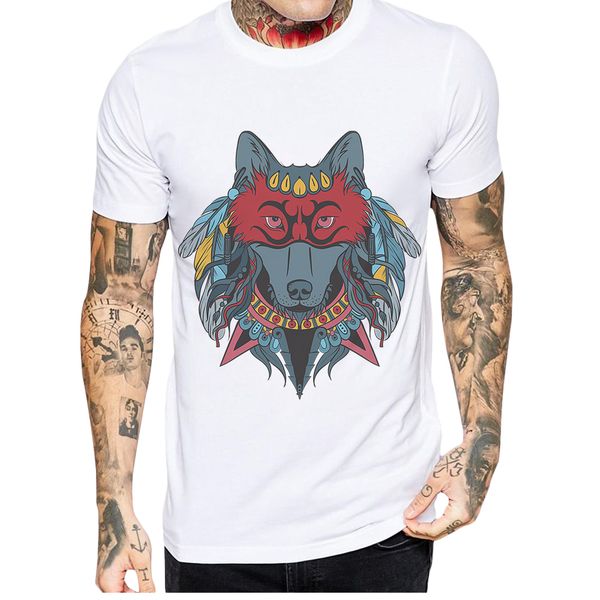 

new summer animal wolf t shirt men short sleeves tide brand print t shirts men tees white men's t-shirt sport hooded sweatshirt hoodie