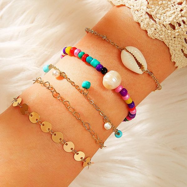 

bz0984 pearlaccessories pearlnew творческого цвет рис бисер сочетание жемчуг оболочки браслет bz0984 pearlaccessories pearlnew творческого ц, Golden;silver