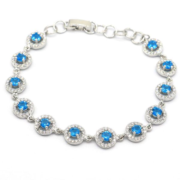 

14x9mm highly recommend 10g tanzanite swiss blue z white cz women dating silver bracelet 6.0-7.0", Black