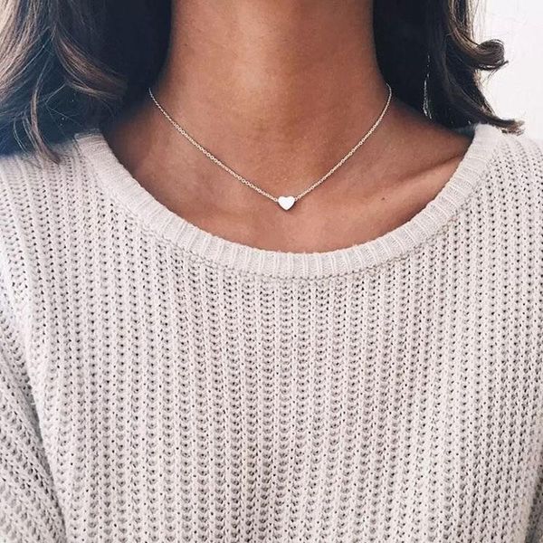 

minimalism heart necklaces & pendants simple stainless steel chokers necklaces for women friend valentine gift dropshipping gift, Golden;silver