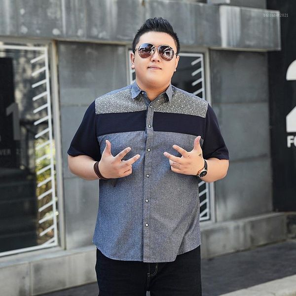 

men's casual shirts summer 8xl men's 7xl cotton short sleeves dress turn-down collar cardigan shirt men clothes1, White;black