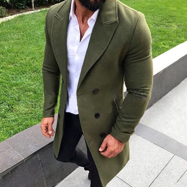 

mascube men fashion winter trench coat mens long jacket men long overcoat classic jackets solid slim fit outwear abrigo hombre, Tan;black