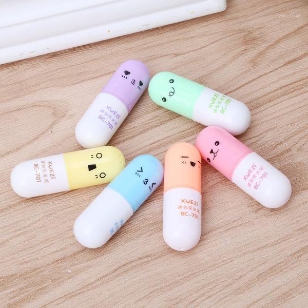 

6 pcs mini leaves eggs shaped highlighter pens for writing b36c1, Black;red