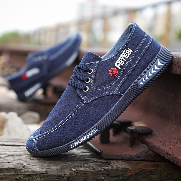 

мужская обувь 2020 весна осень мужчины холст обувь кружева случайные квартиры мода мокасины легкие удобные джинсовые кружева, Black