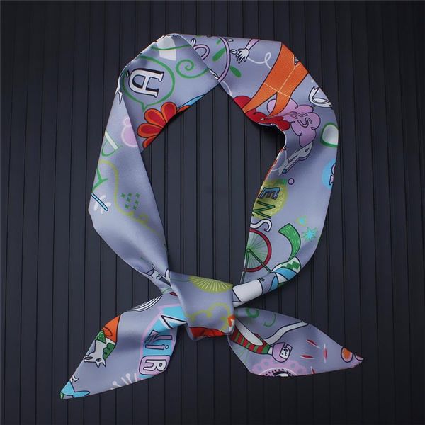 

women silk scarf skinny fashion ribbon hair scarfs female print bag hand wrap scarves tie designer headwear sqcsxf dh_seller2010, Blue;gray
