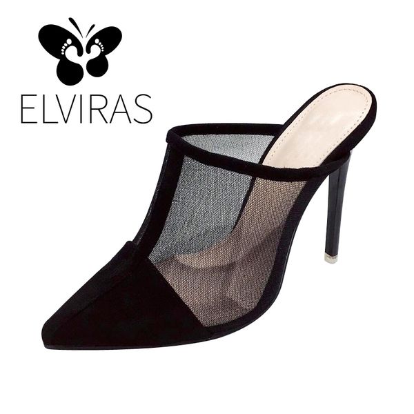 

elviras woman sandals mesh open toe sandal lace leisure shoes womens high heels sandals small heel heeled pumps ladies shoes y200405, Black