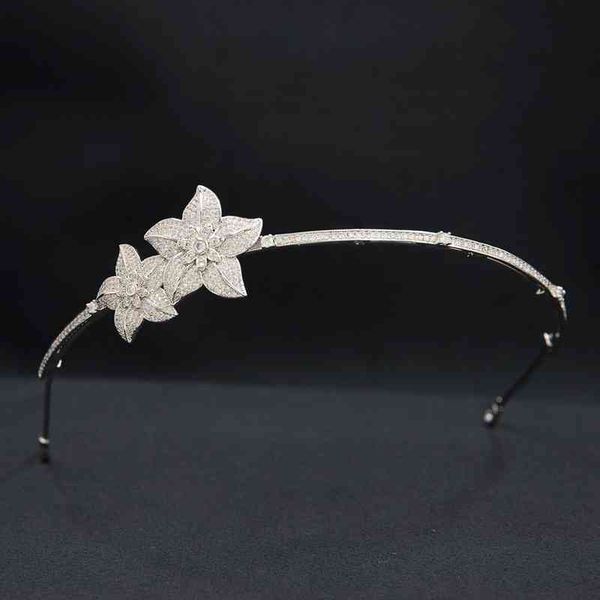

cubic zirconia flower tiara for wedding,crystal star headband bride hair jewelry ch10381, Silver