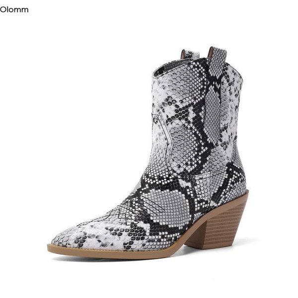 

olomm women ankle boots knight boots square high heels pointed toe gorgeous 4 colors party shoes women us size 4-10.5, Black