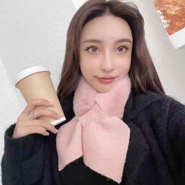 

rex rabbit hair collar autumn and winter 2020 new knitting pure color simple hair collar soft and comfortable, Blue;gray