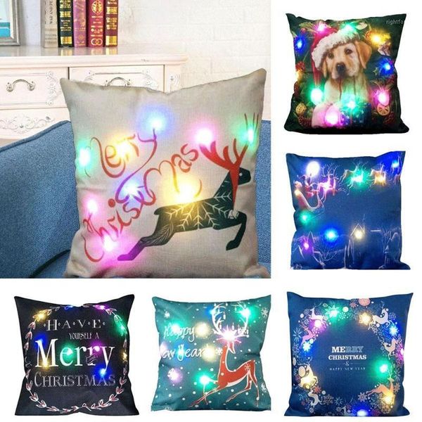 

christmas led pillow cushion cover xmas party home decor ornaments pillowcase1