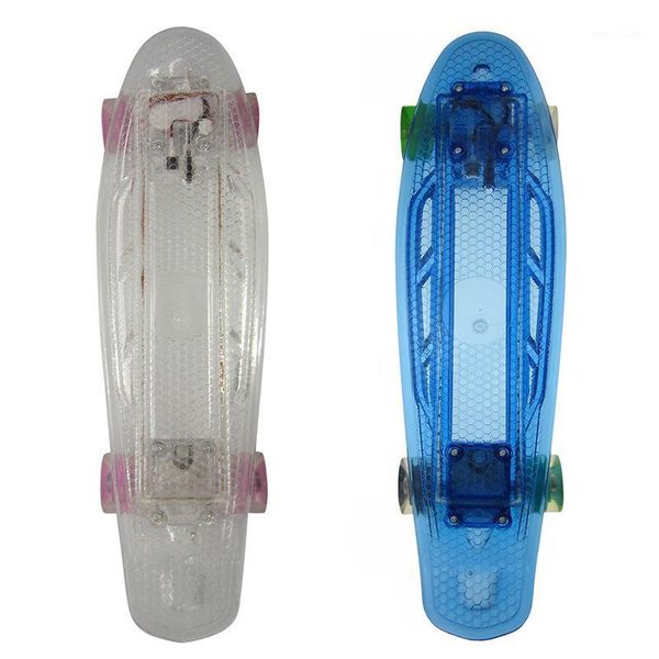 

22 inch banana skateboard with led light single rocker the deck and wheels all flashing mini skateboard1