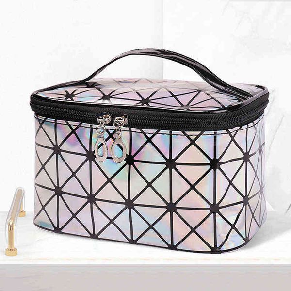 

nxy cosmetic bags fashion laser travel make up organizer women zipper case storage box portable makeup pouch toiletry beauty wash kit 220302