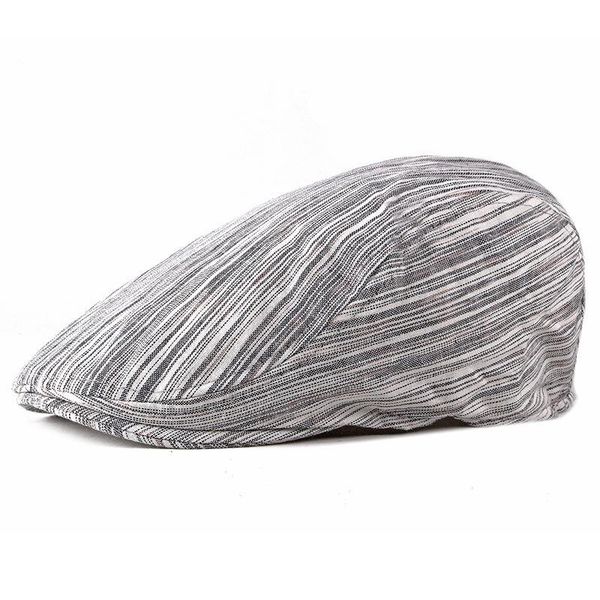 

berets stripe beret hat men cotton navy blue ivy duckbill male casual british vintage summer autumn elastic flat caps, Blue;gray
