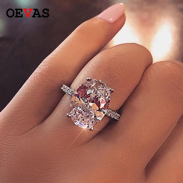 

oevas classic 100% 925 sterling silver 9 ct oval created moissanite gemstone wedding engagement ring fine jewelry gift wholesale, Golden;silver