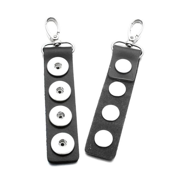 

new snap jewelry 18mm 4 snap buttons keychain leather keyrings for women's gift diy jewel qylike