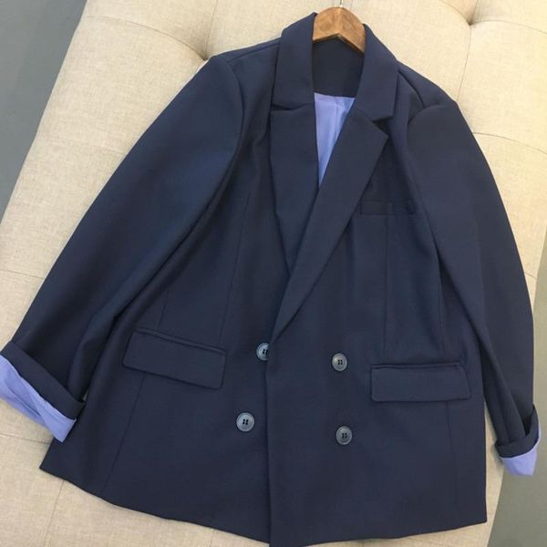 

ewq] 2020 spring summer new arrivals notched collar full sleeve solid pattern pockets button women office lady coat ay74317s1, White;black