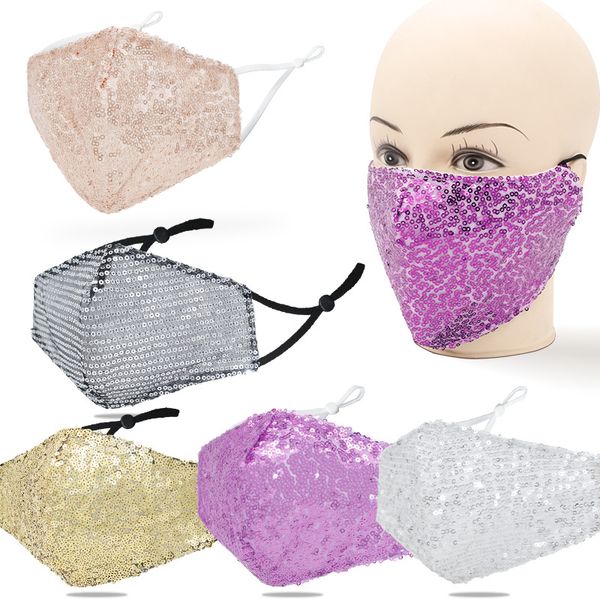 

sequins face mask sunscreen dustproof protect round reusable simplicity personality fashion pluggable filter mouth masks 3 8kka k2