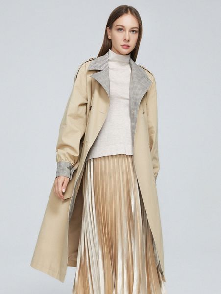 

ziai belted double button trench coat p6ri#, Tan;black