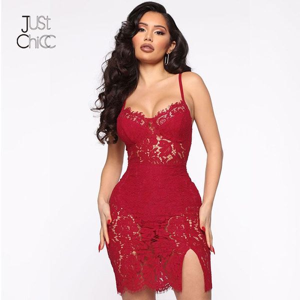 

justchicc bodycon lace dress women spaghetti strap zipper backless dresses women hollow out female red party vestidos 20201, Black;gray
