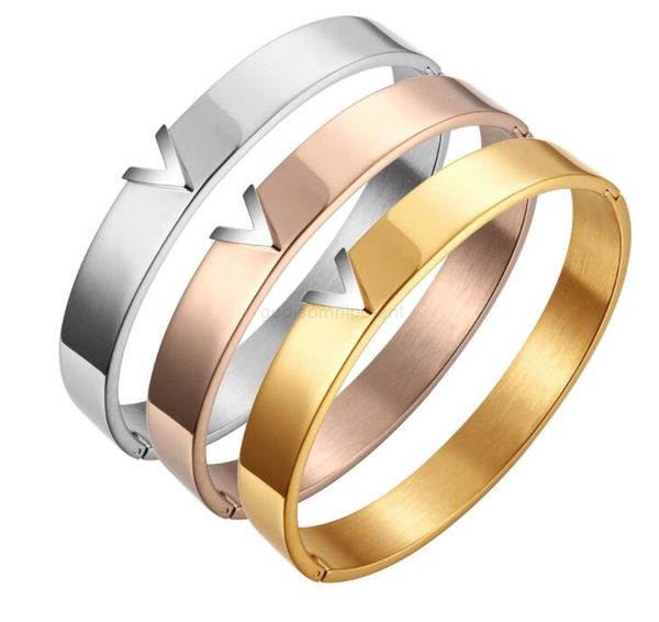 

factory wholesale wide large 19cm diamond letter bangle 18k rose gold silver 316l stainless steel wedding love jewelry women, Black