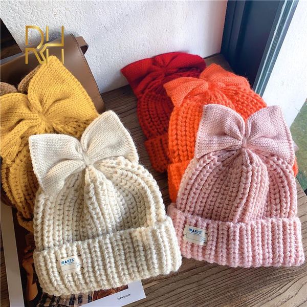 

beanie/skull caps 2021 winter hat for women warm cashmere knitted beanies fashion bow-tie cap brand ladies wool beanie slouchy gorras rh, Blue;gray