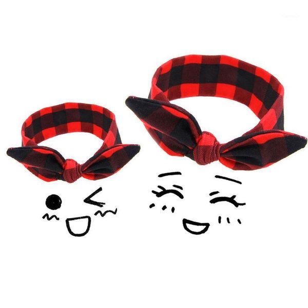 

hair accessories 2pcs/set mom & daughter headband christmas kid baby girls red plaid headbands elastic turban xmas gift1, Slivery;white