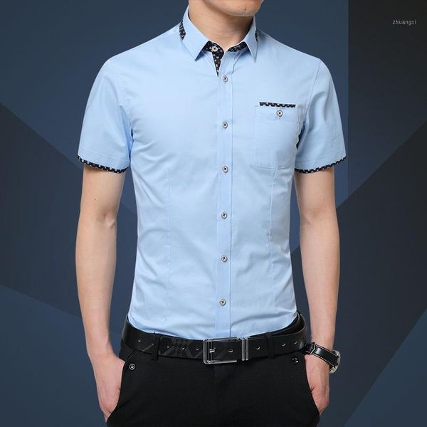 

summer 2019 men shirt short sleeve mens slim fit fashion shirts dress shirt asian size 5xl brand clothing1, White;black