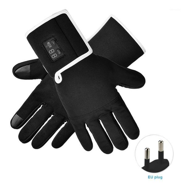 

1pair men women led digital display temperature adjustment rechargeable heated gloves winter outdoor sports cycling soft liners1