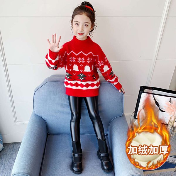 

plush girls' winter drs: wtern sle, and thickened high necked christmas sweater, Blue