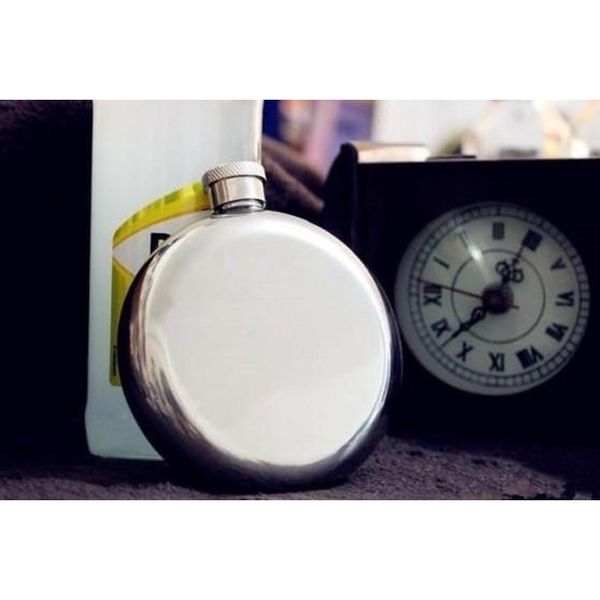 

fashion 5oz round stainless steel hip flask window gold tone jllubi insyard