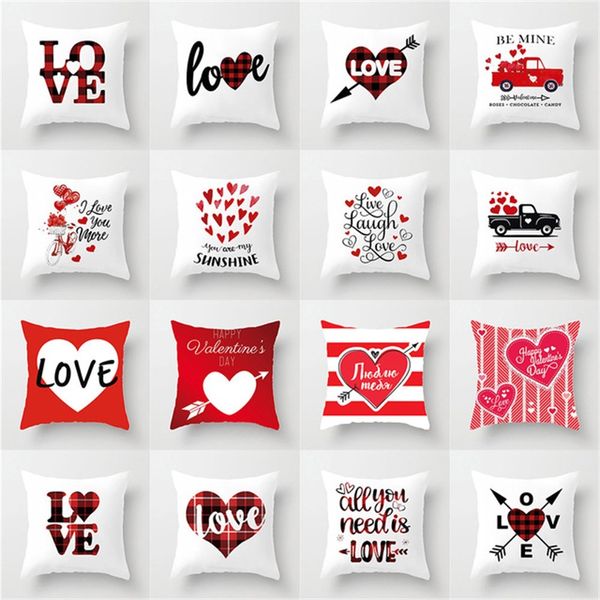 Dia dos namorados Caso de travesseiro amor corações pillowcases veludo quadrados listra casa pillowslip amante vermelho presente fashion 4 2dn l2