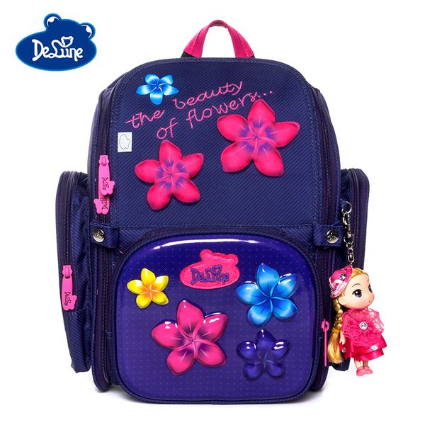

delune brand grade 1-3 girls new school bags 6-117 3d orthopedic backpack satchel cartoon mochila infantil children bag backpack y200706