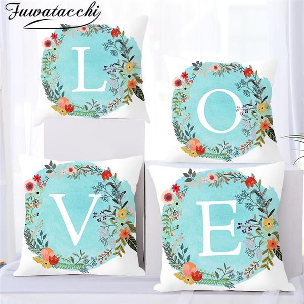 

fuwatacchi a z letter cushion cover blue floral soft throw pillow cover decorative sofa pillow case pillowcase swy wmttta loveshop01
