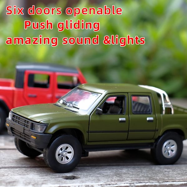 

toy 1:32 scale hilux pickup metal alloy diecast miniature with sound light model for children car toys