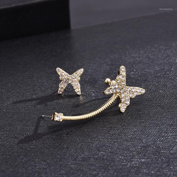 

new selling korean street p temperament fashion simple asymmetric butterfly stud earrings sweet girl earrings jewelry1, Golden;silver