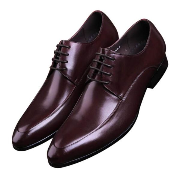 

fashion black / brown tan pointed toe derby shoes mens business shoes genuine leather dress mens wedding