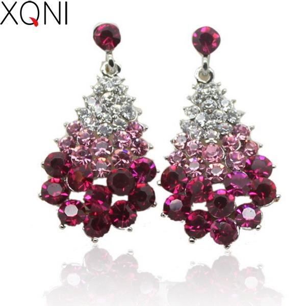 

2017 шарма способа женщин серьги стержня ювелирных изделий девушки подарков rhinestone рождественская елка кристалл серьги с камнем серьги, Golden