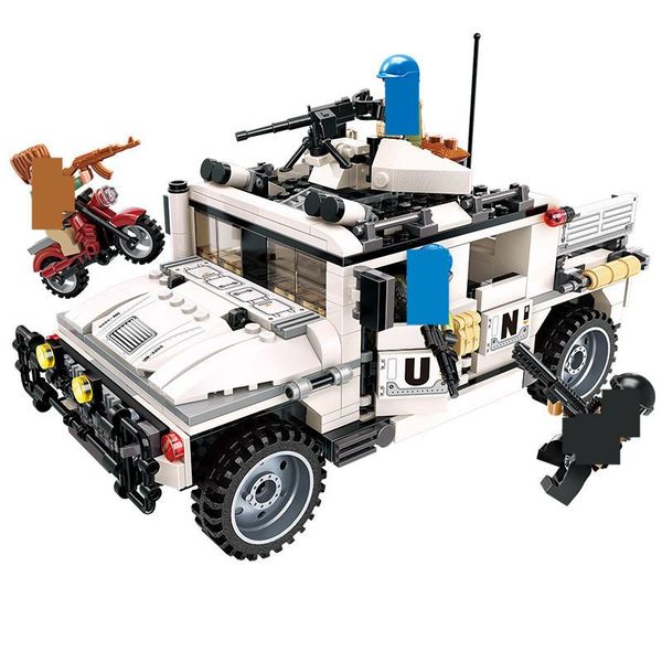 

452pcs военные блоки наборы миротворческие силы thunder миссия hummer модель автомобиля playmobil кирпичи обучающие игрушки детские yxlaat