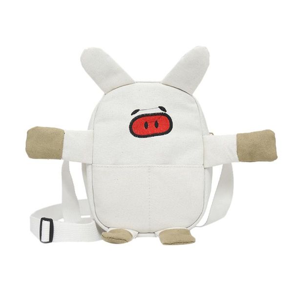 

fashion girls small pig bag with cute animal canvas cartoon shoulder bag for women round messenger bags cute ear short hand