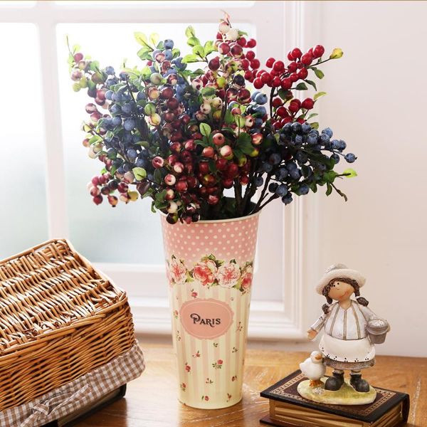 

deinsfen artificial fake flower plastic berries plants decorative flowers blueberry floral for wedding home decoration ab0504