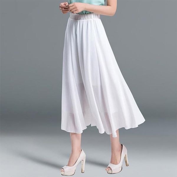 

женская элегантный высокой талией шифон юбка женщины упругие талии длинный макси юбка saias лето осень новый стиль плюс размер m 7xl, Black