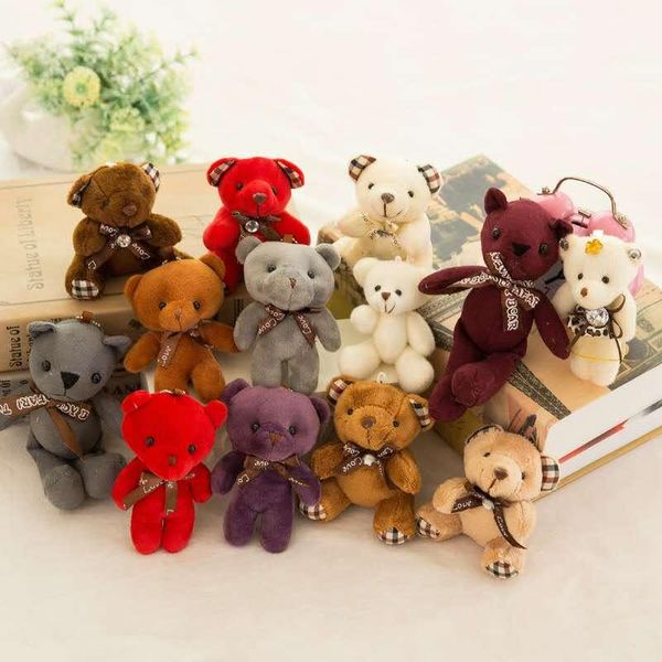 

stuffed teddy bear plush toys girl baby shower party favor cartoon animal key bag pendants 12cm christmas presents