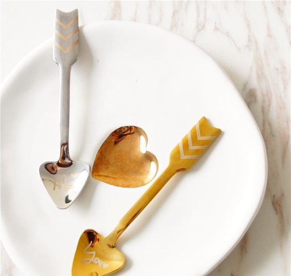 

stainless steel cupid arrow spoon creative designer love heart coffee dessert fruit spoon flatware tableware d bbyhvf garden2010