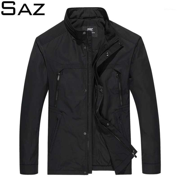 

saz mens casual bomber jacket men fashion male jacket slim fit casual stand collar overcoat1, Black;brown