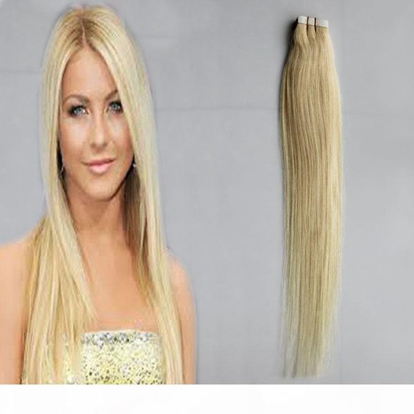 

tape in hair extensions blonde human hair #613 bleach blonde straight 30g 40g 50g 60g 70g 20pcs skin weft hair extension tape, Black