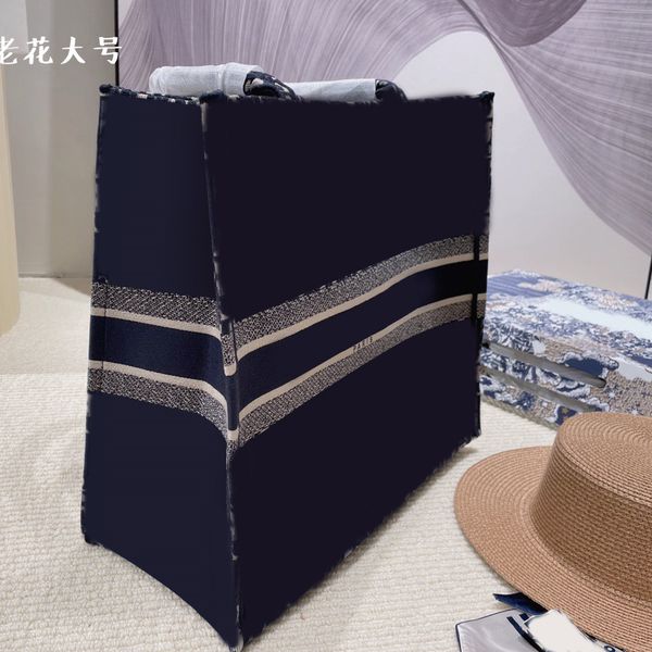 

7a+ shoulder bags designer woman tote luxurious bag grey blue oblique embroidery the canvas large capacity 2022 casual book handbag designer