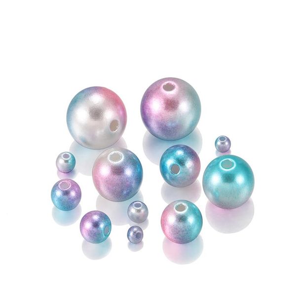 

360pcs rainbow color multi size mixed acrylic straight hole plastic round abs imitation pearl beads diy for jewelr bbynmp