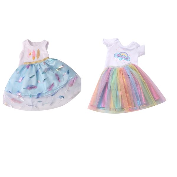 

2 pcs doll clothes 18\" sundress dress fits american 18 inch dolls